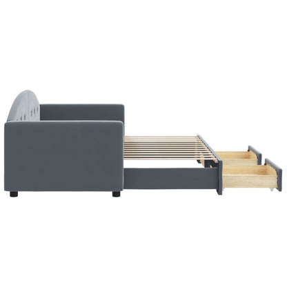 Divano Letto Estraibile Cassetti Grigio Scuro 80x200cm Velluto