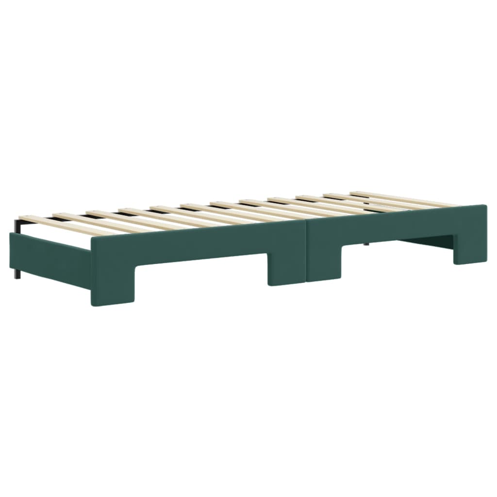 Divano Letto Estraibile Cassetti Verde Scuro 80x200cm Velluto - homemem39