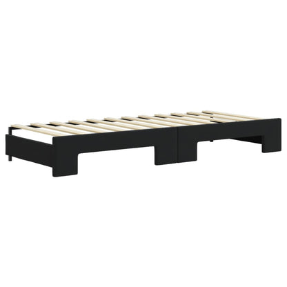 Divano Letto Estraibile con Cassetti Nero 80x200 cm in Velluto - homemem39