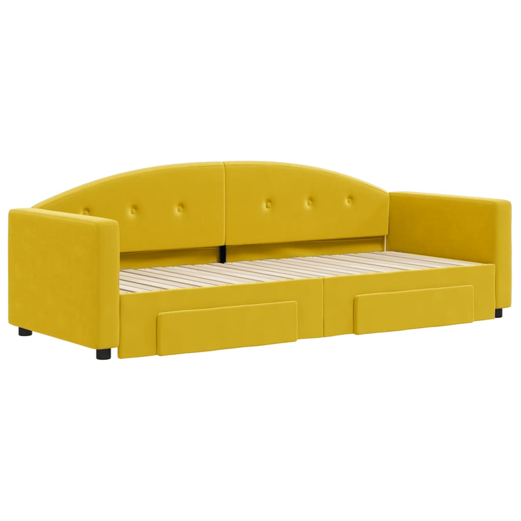 Divano Letto Estraibile con Cassetti Giallo 80x200cm in Velluto - homemem39