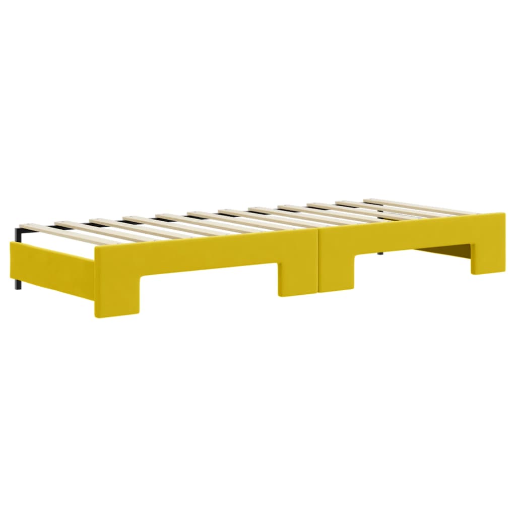Divano Letto Estraibile con Cassetti Giallo 80x200cm in Velluto - homemem39