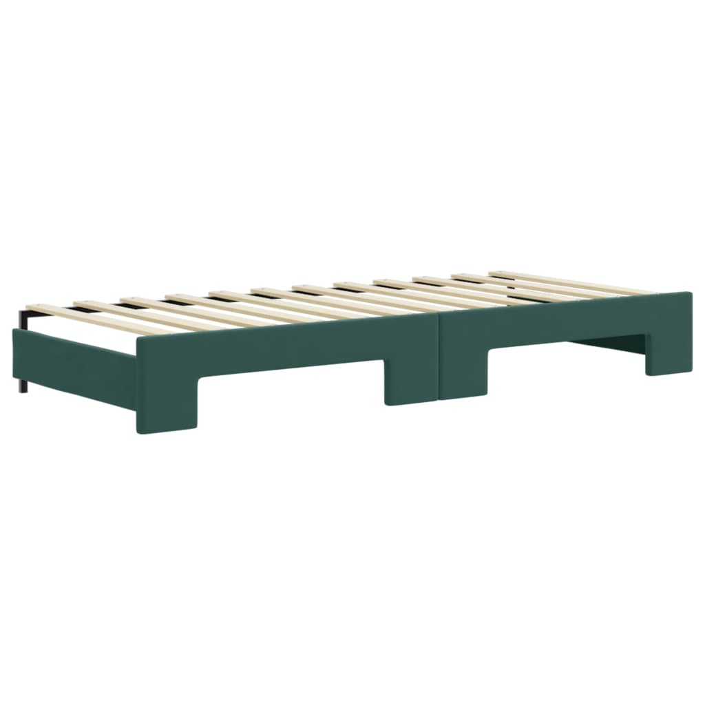 Divano Letto Estraibile Cassetti Verde Scuro 90x200cm Velluto - homemem39