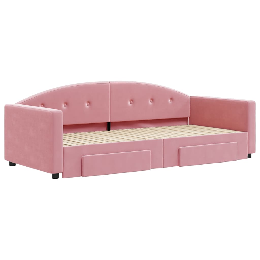 Divano Letto Estraibile con Cassetti Rosa 90x200 cm Velluto - homemem39