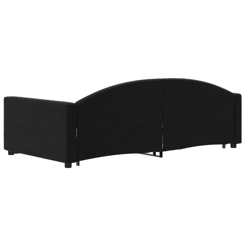 Divano Letto Estraibile con Cassetti Nero 90x200 cm in Velluto