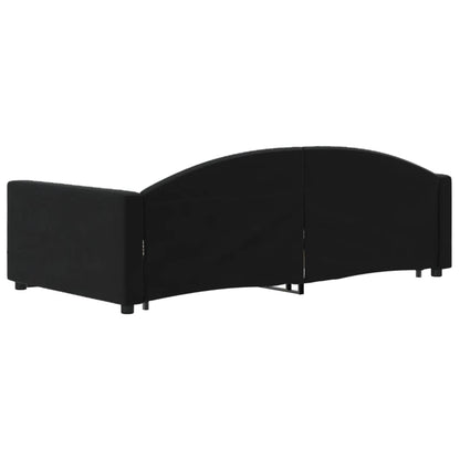 Divano Letto Estraibile con Cassetti Nero 90x200 cm in Velluto