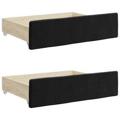 Divano Letto Estraibile con Cassetti Nero 90x200 cm in Velluto
