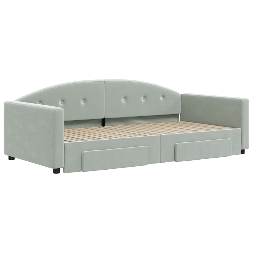 Divano Letto Estraibile Cassetti Grigio Chiaro 100x200 Velluto - homemem39