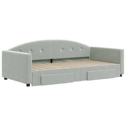 Divano Letto Estraibile Cassetti Grigio Chiaro 100x200 Velluto - homemem39