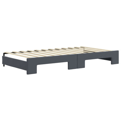Divano Letto Estraibile Cassetti Grigio Scuro 100x200cm Velluto | homemem39