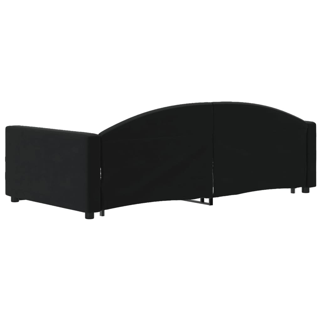 Divano Letto Estraibile con Cassetti Nero 100x200 cm in Velluto