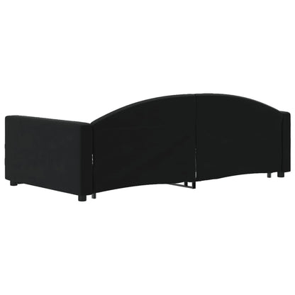 Divano Letto Estraibile con Cassetti Nero 100x200 cm in Velluto