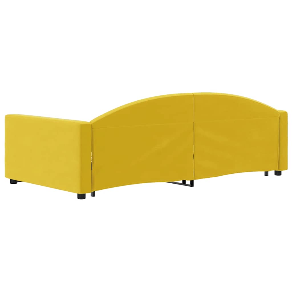 Divano Letto Estraibile con Cassetti Giallo 100x200cm Velluto