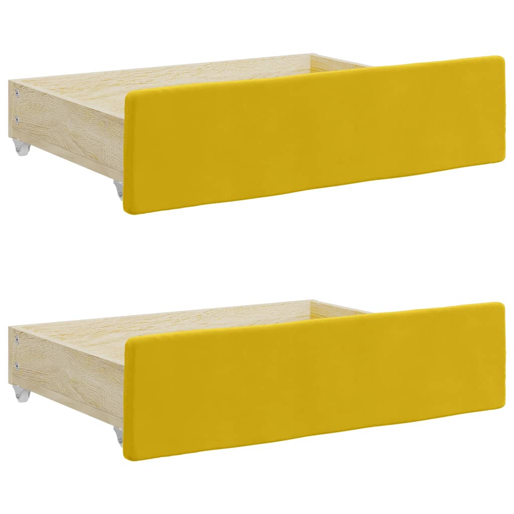 Divano Letto Estraibile con Cassetti Giallo 100x200cm Velluto