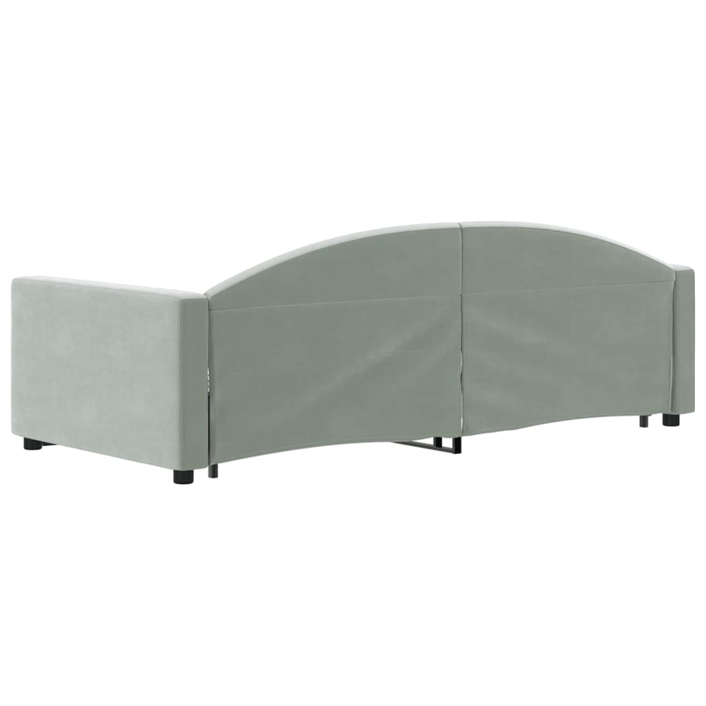 Divano Letto Estraibile Cassetti Grigio Chiaro 90x190cm Velluto