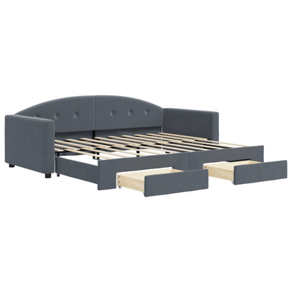 Divano Letto Estraibile Cassetti Grigio Scuro 90x190cm Velluto