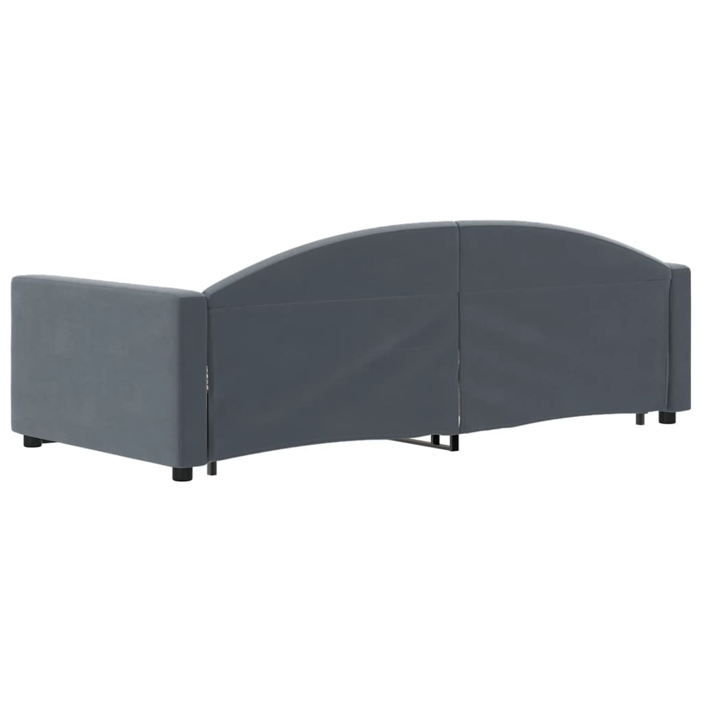 Divano Letto Estraibile Cassetti Grigio Scuro 90x190cm Velluto
