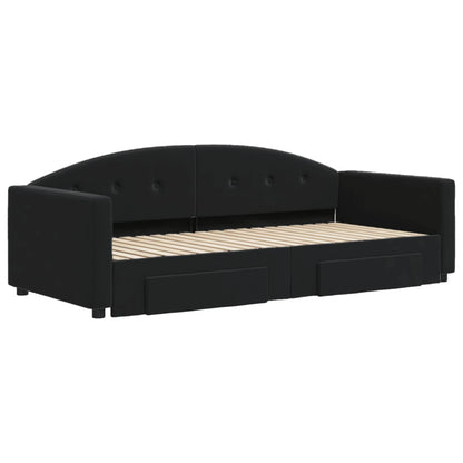 Divano Letto Estraibile con Cassetti Nero 90x190 cm in Velluto - homemem39