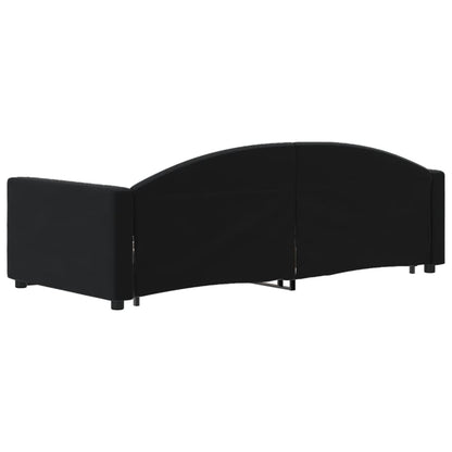 Divano Letto Estraibile con Cassetti Nero 90x190 cm in Velluto