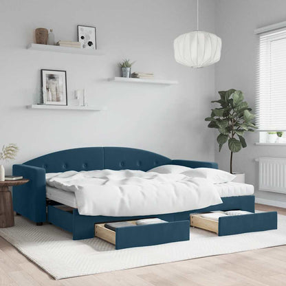Divano Letto Estraibile con Cassetti Blu 80x200 cm in Velluto | homemem39