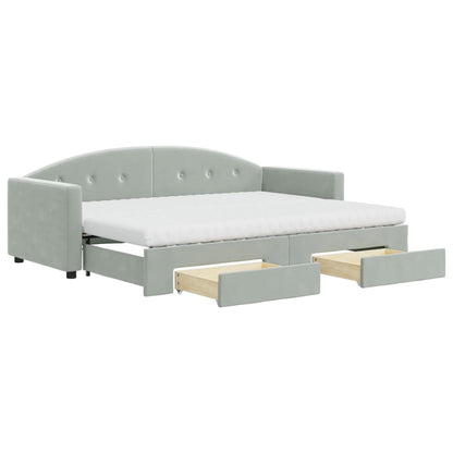 Divano Letto Estraibile Cassetti Grigio Chiaro 80x200cm Velluto - homemem39