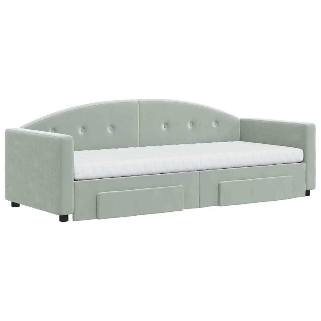 Divano Letto Estraibile Cassetti Grigio Chiaro 80x200cm Velluto - homemem39