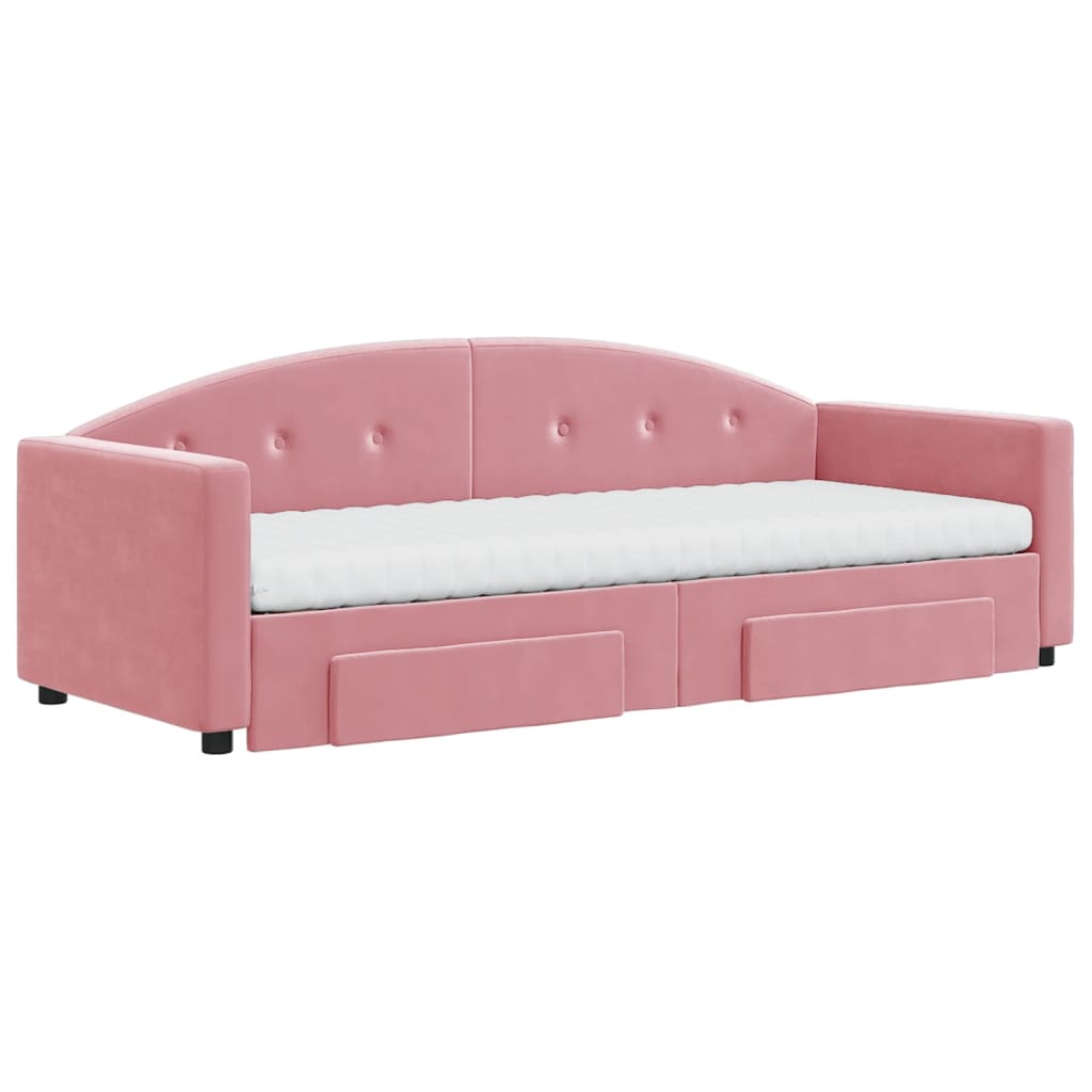 Divano Letto Estraibile con Cassetti Rosa 80x200 cm Velluto | homemem39