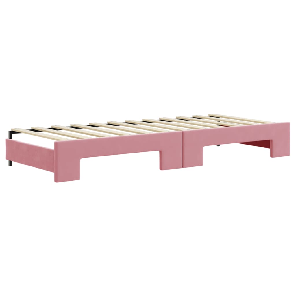 Divano Letto Estraibile con Cassetti Rosa 80x200 cm Velluto | homemem39