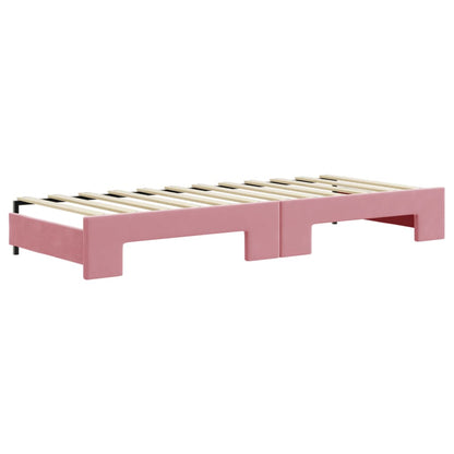 Divano Letto Estraibile con Cassetti Rosa 80x200 cm Velluto | homemem39
