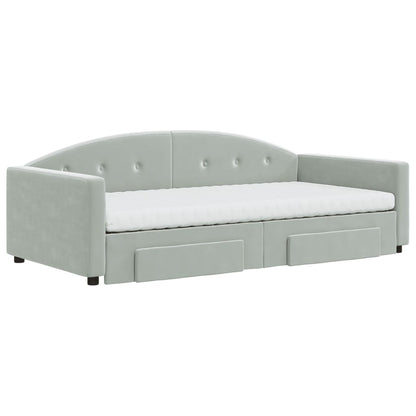 Divano Letto Estraibile Cassetti Grigio Chiaro 100x200 Velluto - homemem39