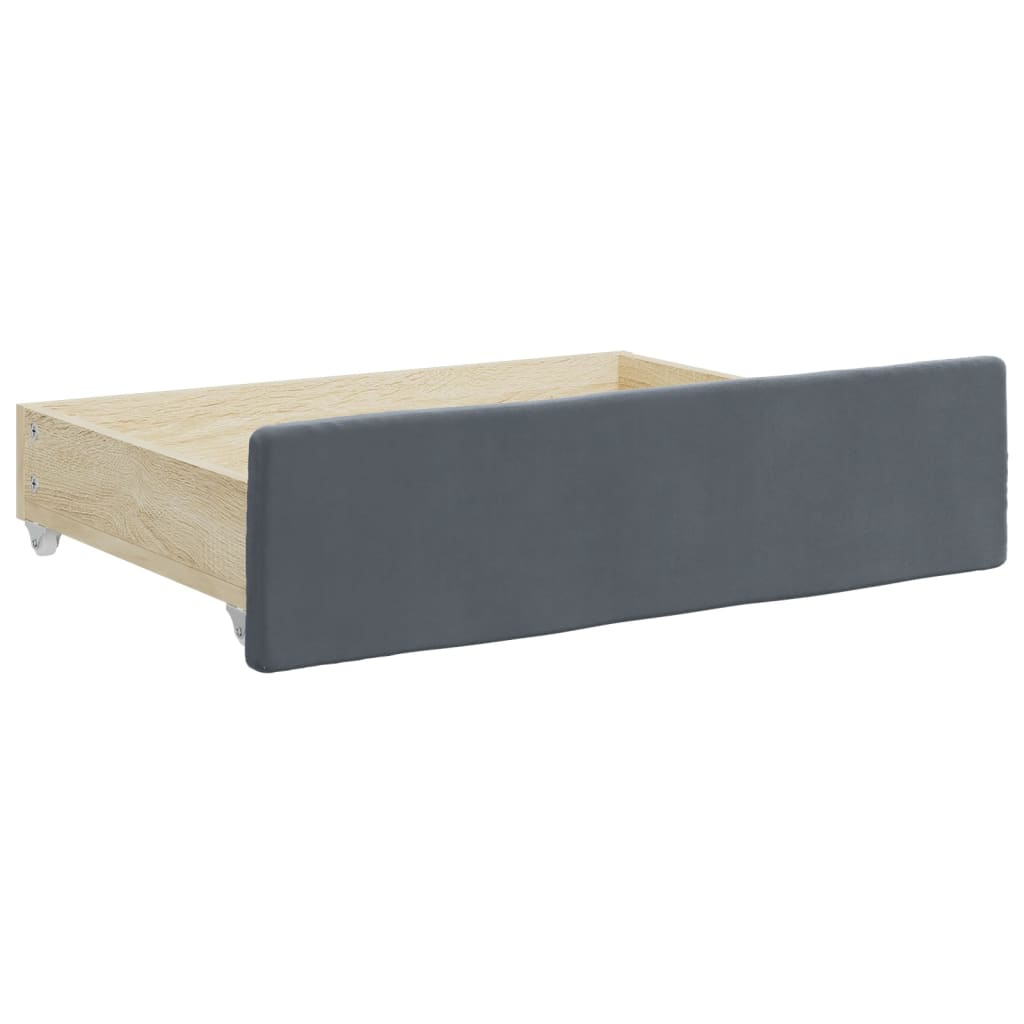 Divano Letto Estraibile Cassetti Grigio Scuro 100x200cm Velluto - homemem39