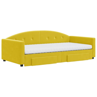Divano Letto Estraibile con Cassetti Giallo 100x200cm Velluto