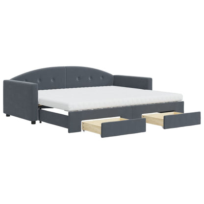 Divano Letto Estraibile Cassetti Grigio Scuro 90x190cm Velluto - homemem39