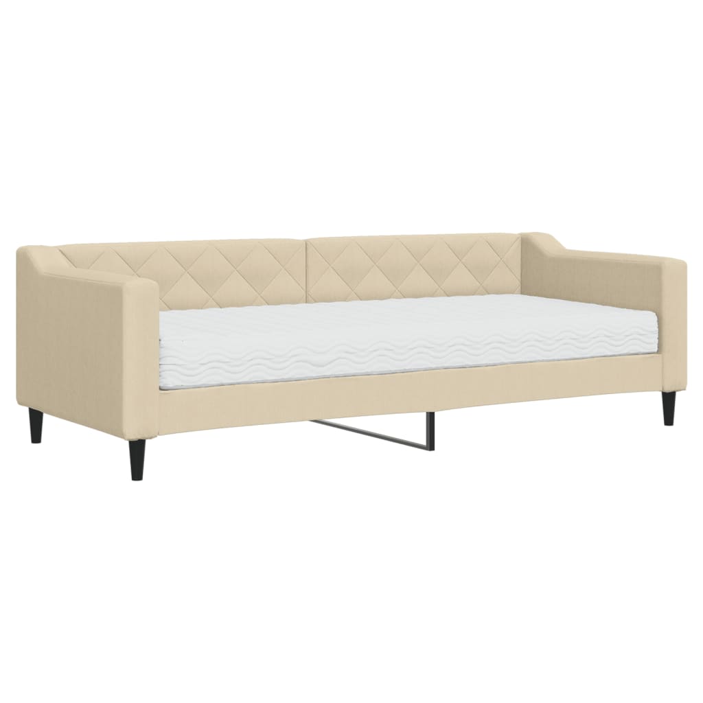 Divano Letto con Materasso Crema 80x200 cm in Tessuto | homemem39