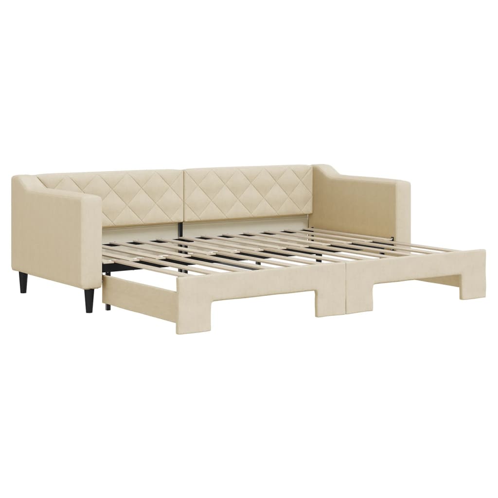 Divano Letto con Letto Estraibile Crema 80x200 cm Tessuto | homemem39
