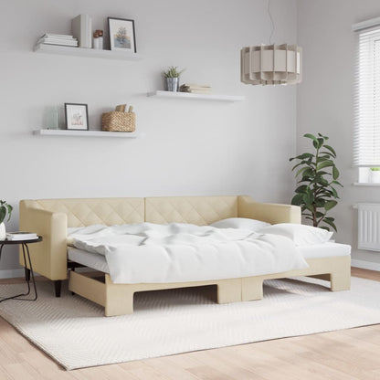 Divano Letto con Letto Estraibile Crema 80x200 cm Tessuto | homemem39