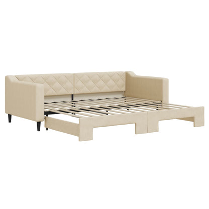 Divano Letto con Letto Estraibile Crema 90x200 cm in Tessuto - homemem39