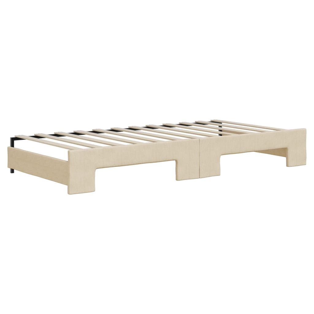 Divano Letto con Letto Estraibile Crema 90x200 cm in Tessuto - homemem39