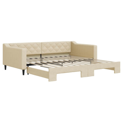 Divano Letto con Letto Estraibile Crema 100x200 cm in Tessuto | homemem39