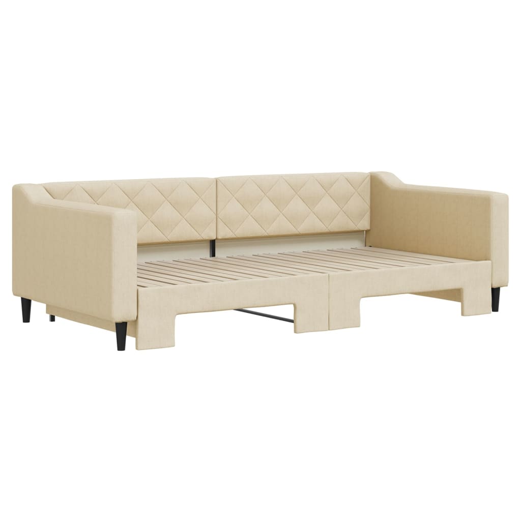 Divano Letto con Letto Estraibile Crema 100x200 cm in Tessuto | homemem39