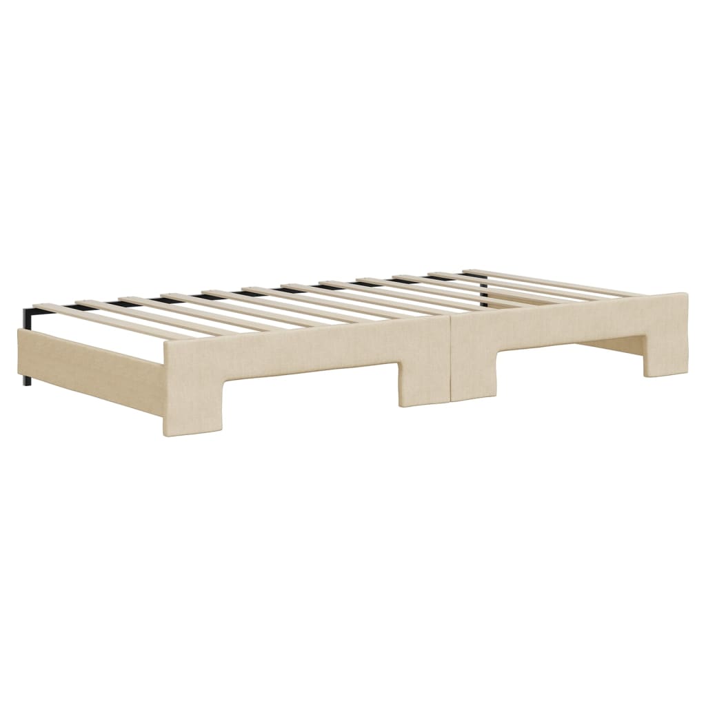 Divano Letto con Letto Estraibile Crema 100x200 cm in Tessuto | homemem39