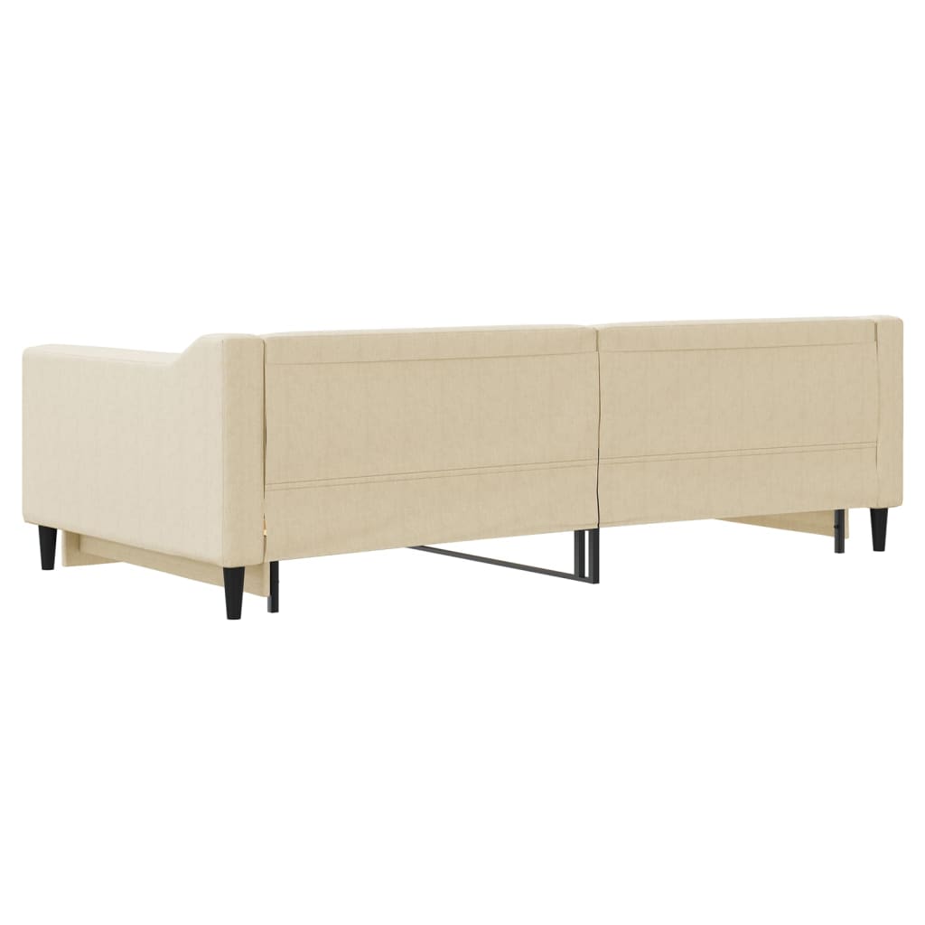 Divano Letto con Letto Estraibile Crema 100x200 cm in Tessuto | homemem39
