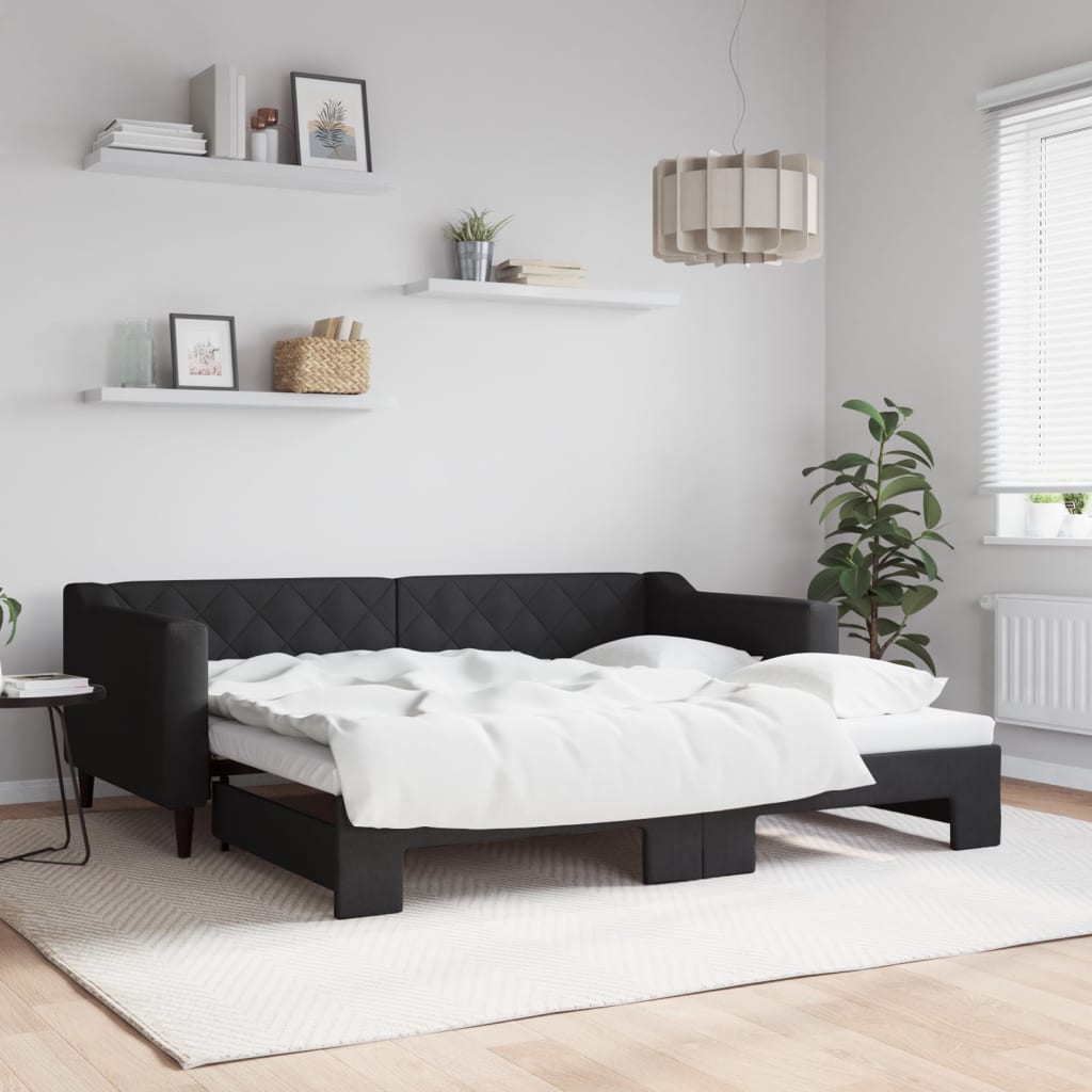 Divano Letto con Letto Estraibile Nero 90x190 cm in Tessuto | homemem39