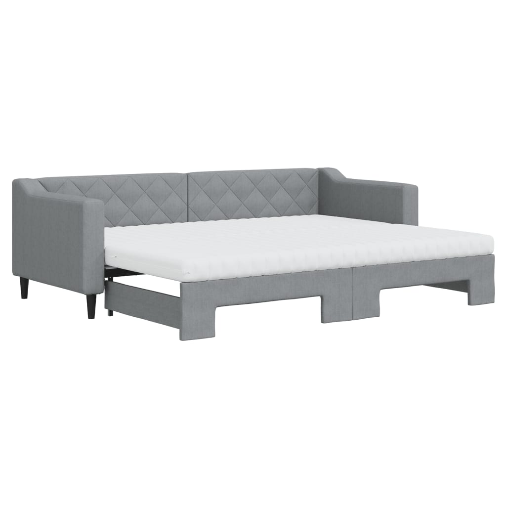 Divano Letto Estraibile Materassi Grigio Chiaro 80x200 Tessuto - homemem39