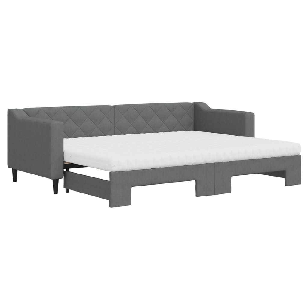 Divano Letto Estraibile Materassi Grigio Scuro 80x200cm Tessuto - homemem39