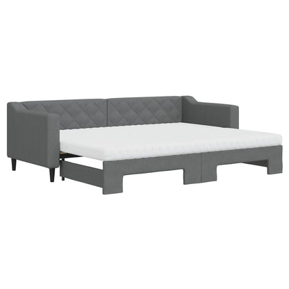 Divano Letto Estraibile Materassi Grigio Scuro 80x200cm Tessuto - homemem39