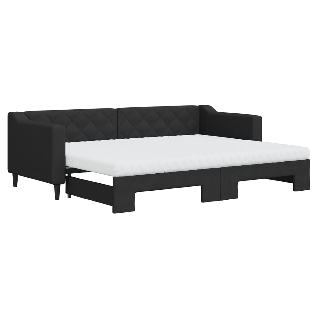 Divano Letto Estraibile con Materassi Nero 80x200 cm Tessuto - homemem39