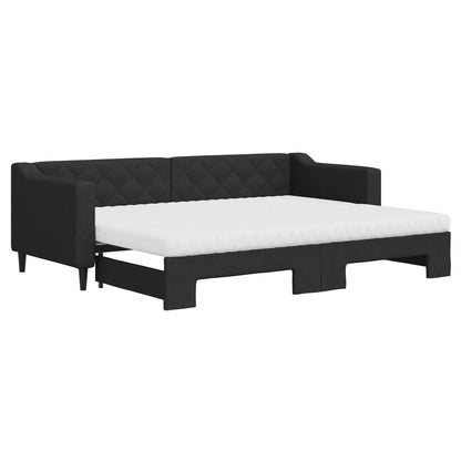 Divano Letto Estraibile con Materassi Nero 80x200 cm Tessuto - homemem39