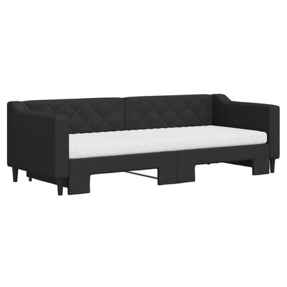 Divano Letto Estraibile con Materassi Nero 80x200 cm Tessuto - homemem39