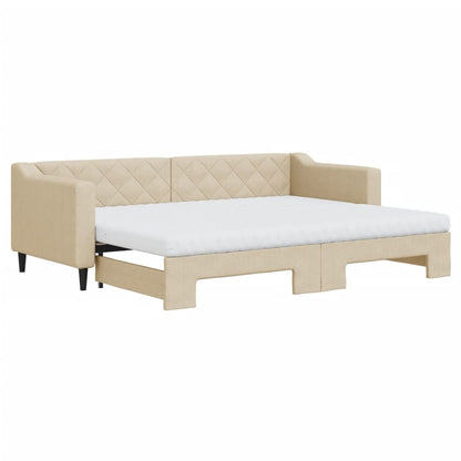 Divano Letto Estraibile con Materassi Crema 80x200 cm Tessuto - homemem39