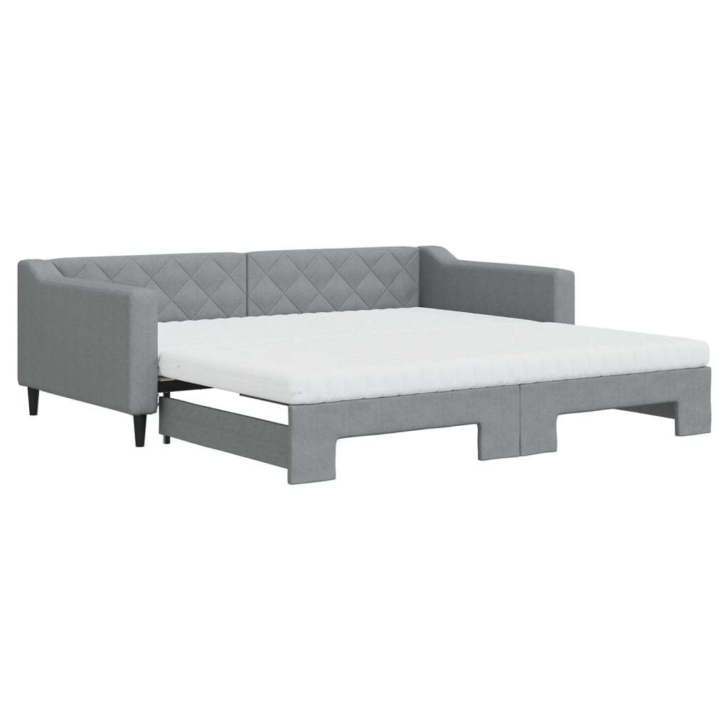 Divano Letto Estraibile Materassi Grigio Chiaro 100x200 Tessuto - homemem39
